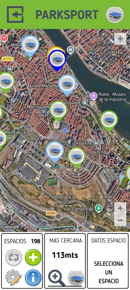 Mapa de ParkSport con mesas de ping-pong en Portugalete